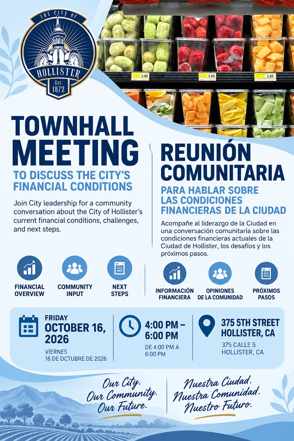 Hollister Bilingual Town Hall Flyer